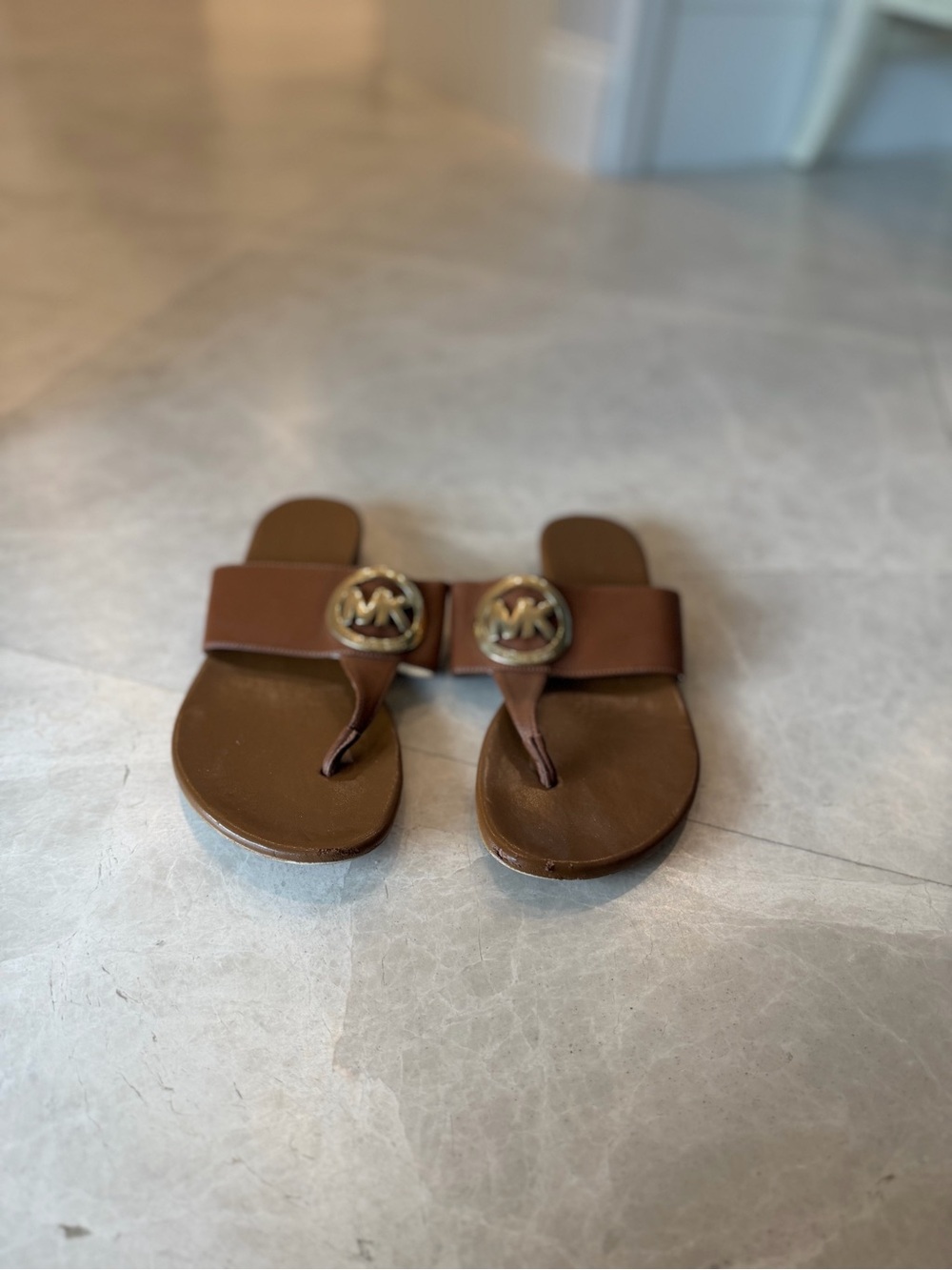 Michael Kors Brown Logo Thong Sandals